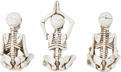 Newman House Studio Halloween Skeleton Decor - Realistic Meditating Skeleton Statues, Set of 3