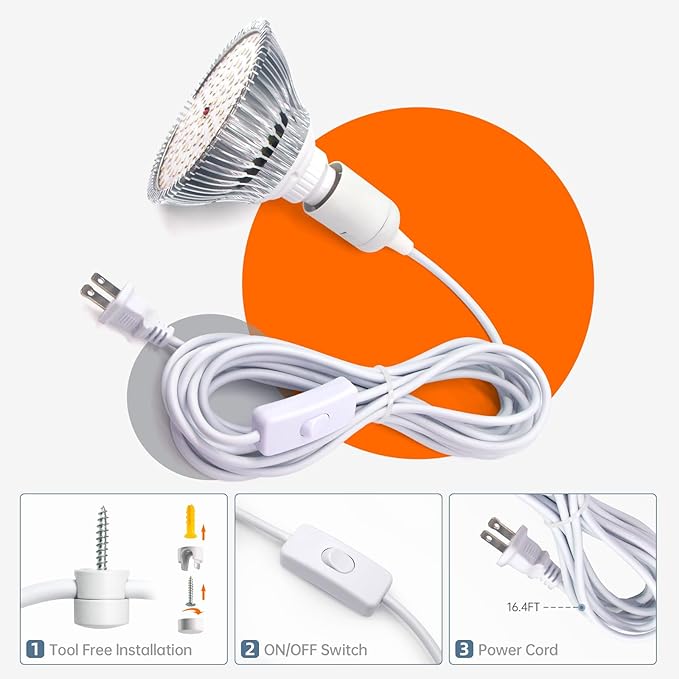 Bstrip LED Hanging Grow Light, Grow Light Bulb for Indoor Plants, 25W Full Spectrum Hanging Grow