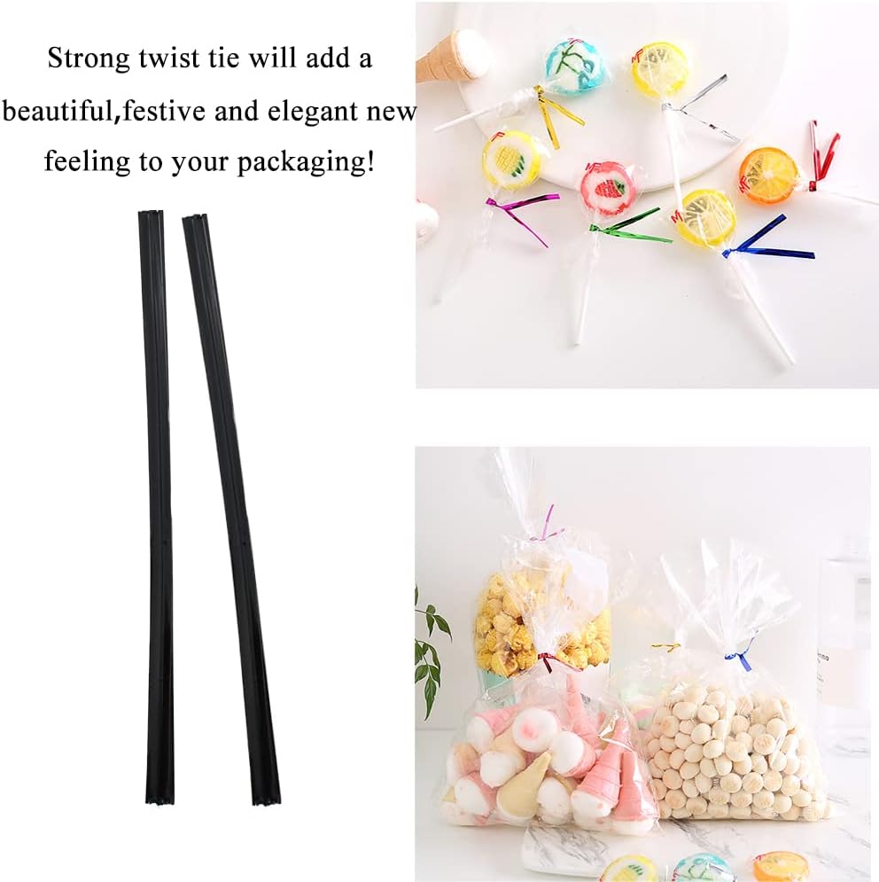 HAHIYO 300Pcs 4 inches Black Metal Twist Ties Bread Candy Coffee Bag Ties Plant Garden Twist Ties
