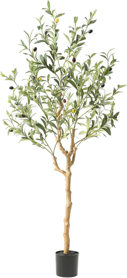 Tall Faux Olive Tree，4Ft(48in) Realistic Texture Potted Silk Artificial Olive Tree， Fake Olive