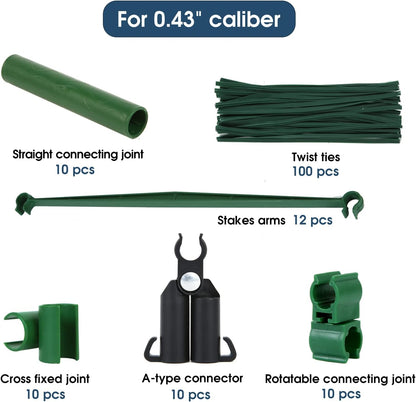 Adjustable Garden Stakes Connectors, Plastic Plant Trellis Clips for 0.43 inch Diameter Rods