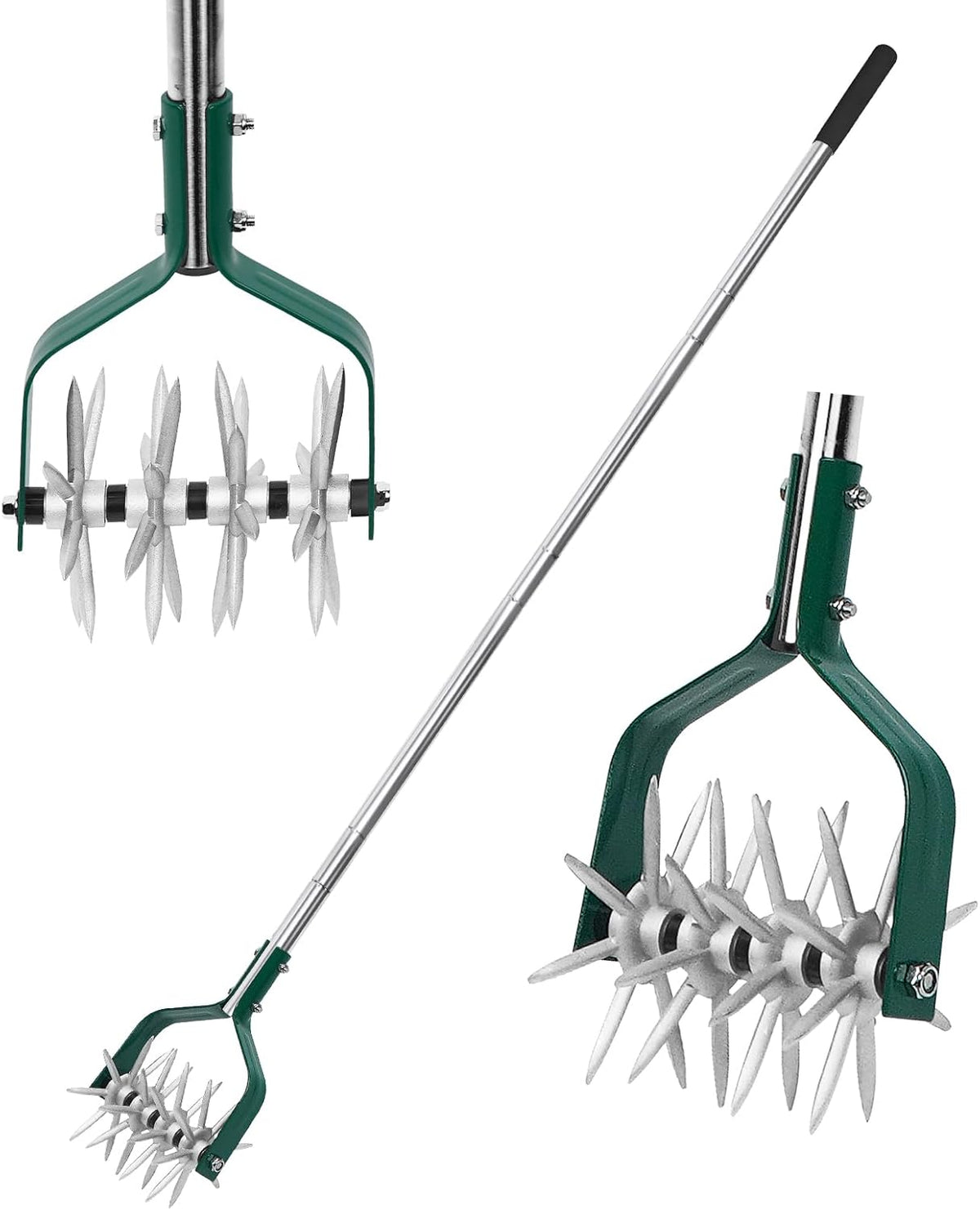 Rotary Cultivator Tiller Adjustable S/S Handle Rotary Tiller with Detachable Solid Metal Tines
