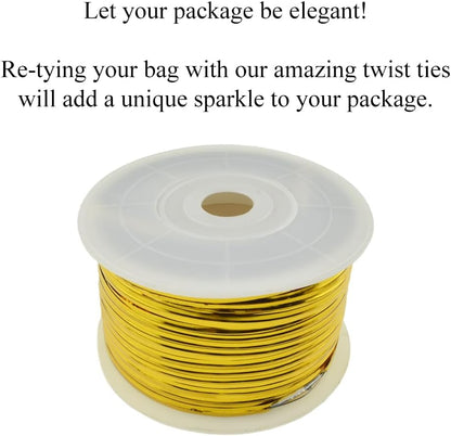 HAHIYO 100Yards/300Feet/91M Gold Metal Twist Ties for Bread, Candy, Coffee, Plant Garden