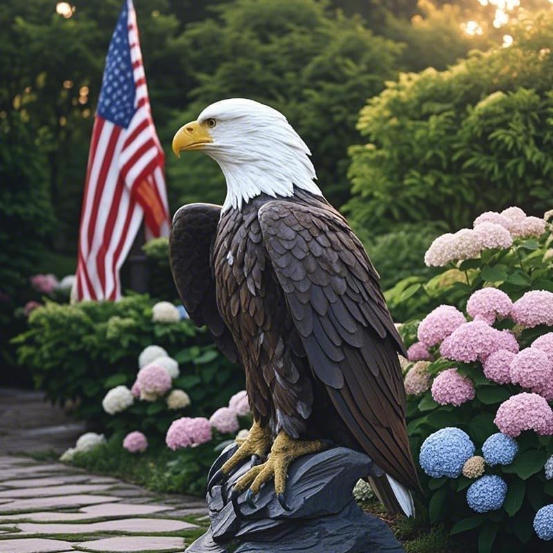 Bald Eagle Statue Outdoor - Large American Eagle Figurine for Garden, Yard, and Outside Decor |