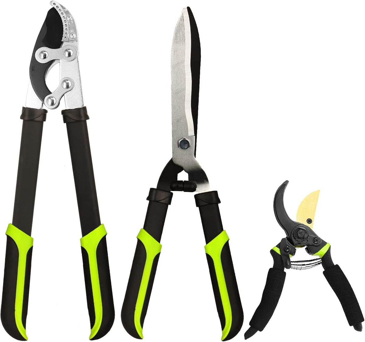 Loppers Hedge Clippers & Pruners Combo Set 3-Piece Hedge Shears, Sharp Tree Trimmer Branch Cutter