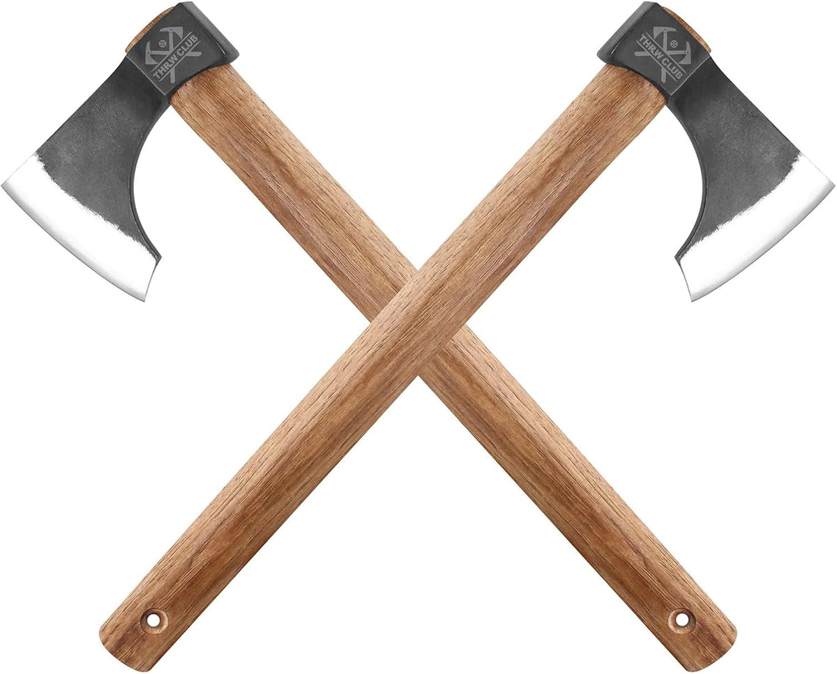 Throwing Axe Set, 2 Pack 18.9" Throwing Axes and Tomahawks with 1065 High Carbon Steel & Hickory