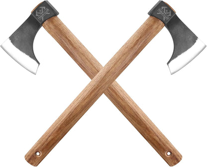 Throwing Axe Set, 2 Pack 18.9" Throwing Axes and Tomahawks with 1065 High Carbon Steel & Hickory