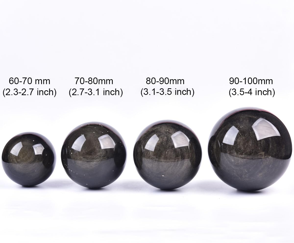 JIC Gem Large Golden Obsidian Crystal Sphere Quartz Crystal Ball with Stand Healing Ornament