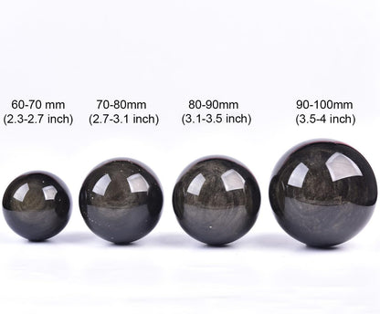 JIC Gem Large Golden Obsidian Crystal Sphere Quartz Crystal Ball with Stand Healing Ornament