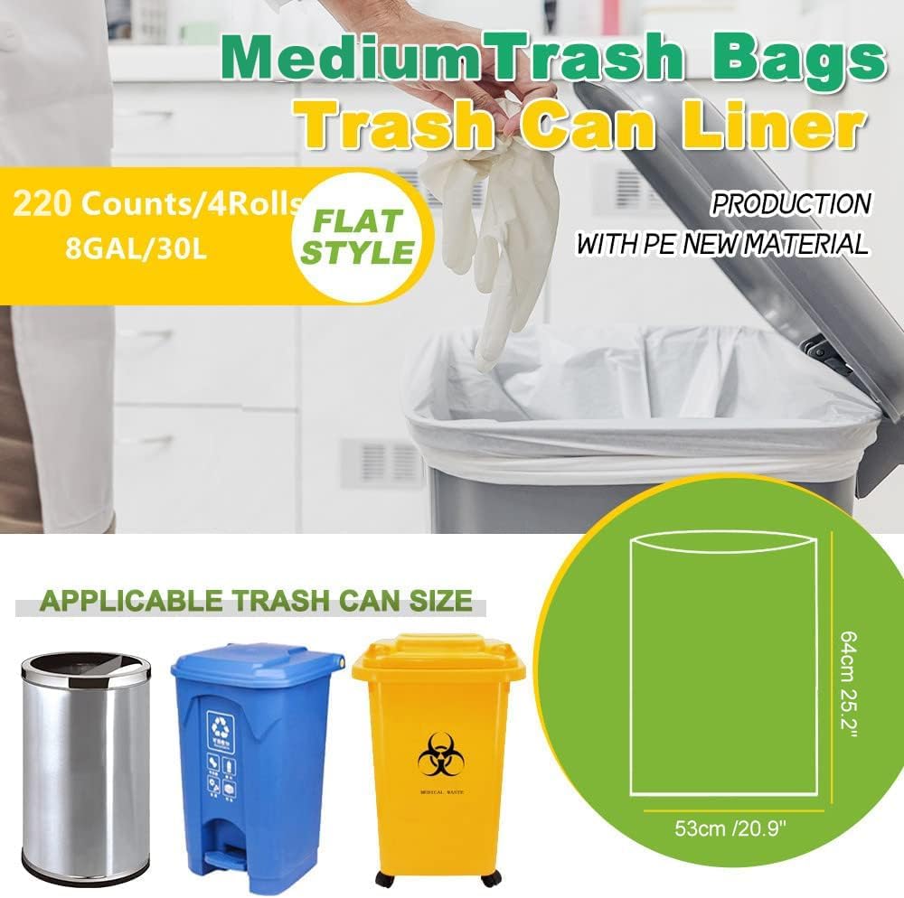 SWIHELP Medium Garbage Bags 8 Gallon /30 Liter Trash Bags Wastebasket Bin Liners Plastic Trash Bags