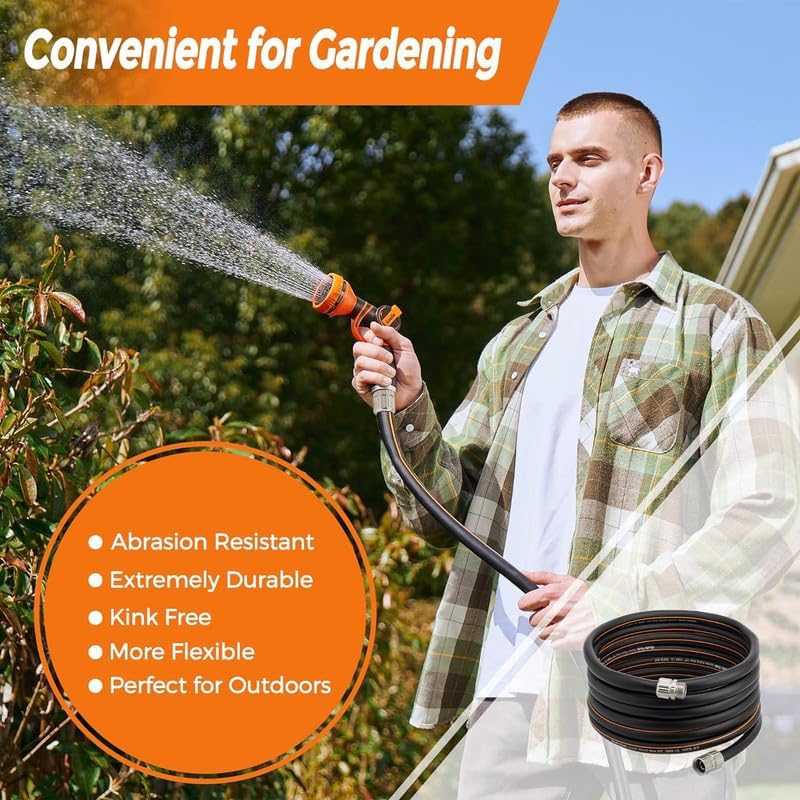 Giraffe Tools Garden Hose 50ft x 5/8", Custom Length, Heavy Duty, No Kink, Flexible, Rubber Garden