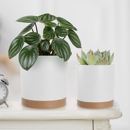 Plant Pots with Drainage Holes and Saucers – 7, 6.5, 6, 5, 4 Inch Plastic Planters for Indoor