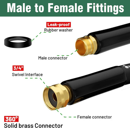 Short Garden Hose 5 ft x 5/8 in Male to Female Heavy Duty Small Water Hose Extend Connector