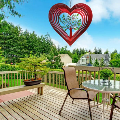 ISEO Heart Wind Spinner for Yard and Garden, Hanging Outdoor Decor, Yard Art, Porch and Patio