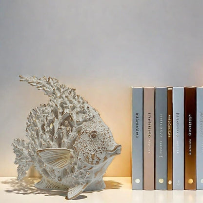 VVGIFTS Beach Coastal Decor Coral Reef Angelfish Home Office Desk Decor Sculpture Statue for