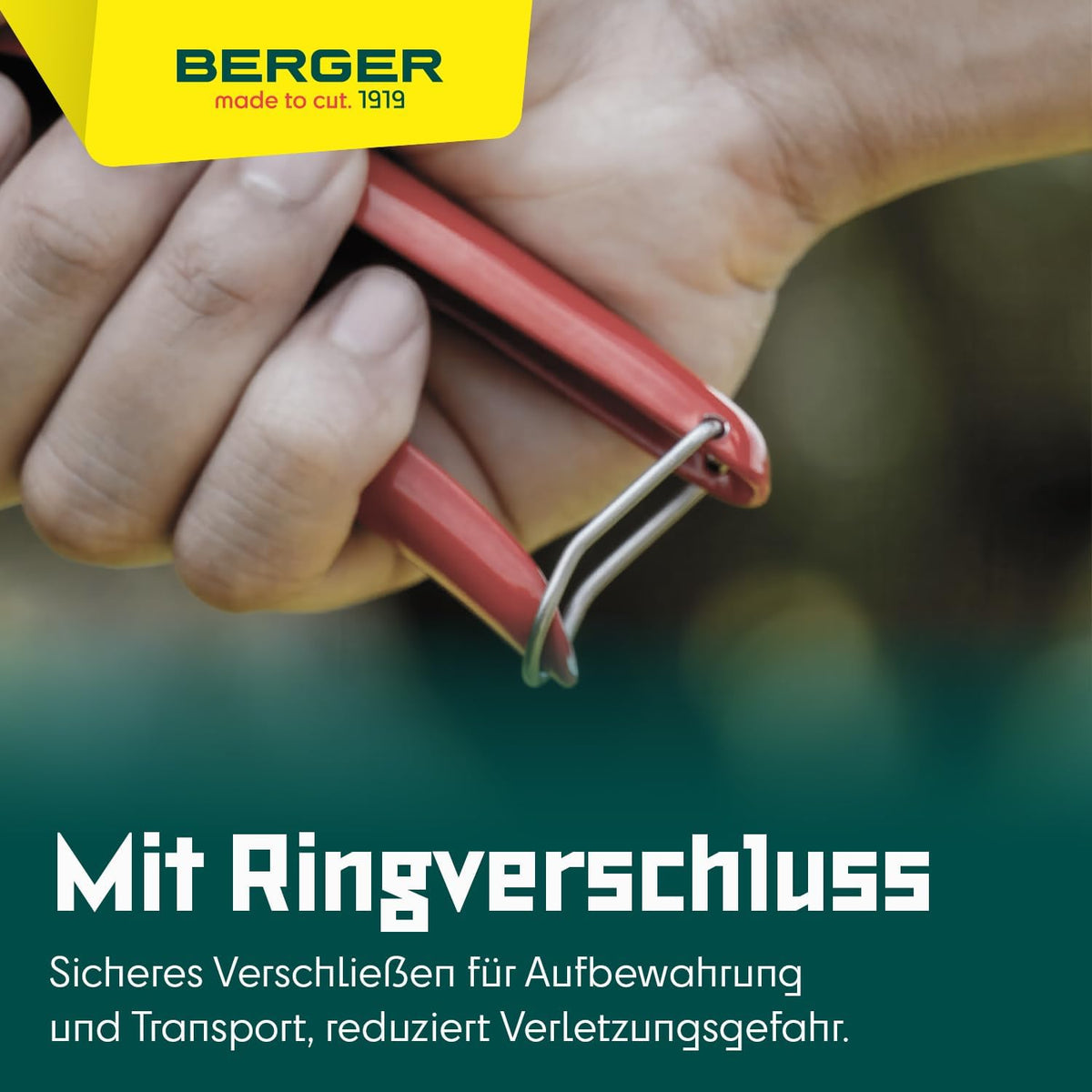 BERGER Commercial Grade Grass Shears, Self-Sharpening Steel Blades with Anti-Stick Coating, Forged