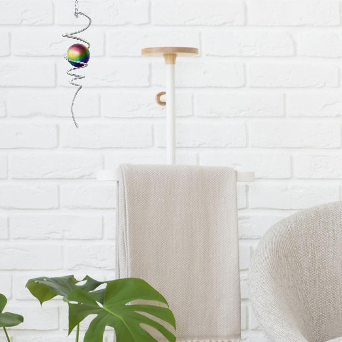 Gazing Ball Spiral Tail, Wind Spinner Stabilizer with Multi Color Sphere & Swivel Hook, Sun Catcher