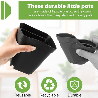 Square Nursery pots 4 Inches 60Pcs, Seedling Plastic Seeds propogation Growing Pots