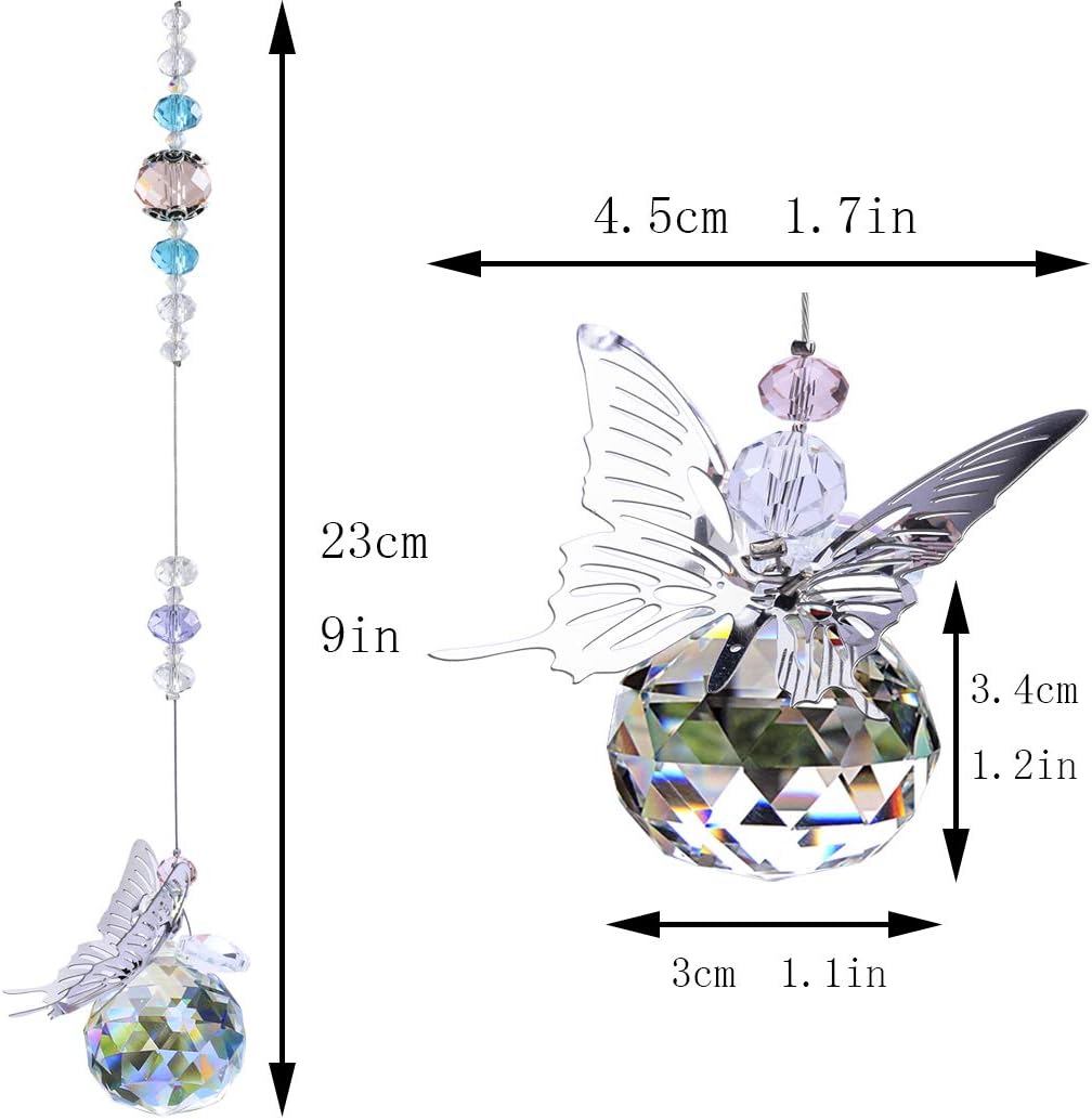 H&D HYALINE & DORA 30mm Handmade Butterfly Crystal Ball Prism Rainbow Maker Hanging Suncatcher Home