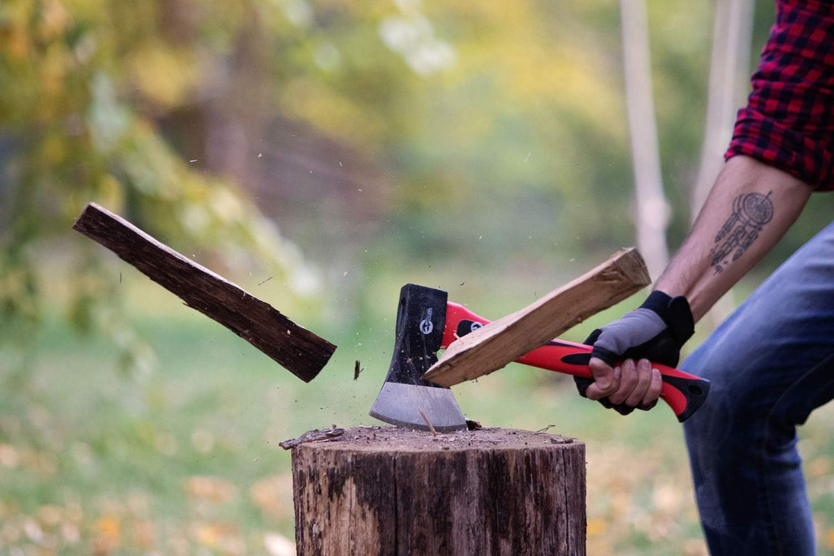 INTERTOOL 15” Camping Hatchet Axe – Compact Wood Splitting Tool with Fiberglass Shock-Resistant