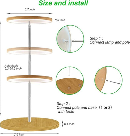 Plant Grow Light for Indoor Plant,Bamboo Mini LED Grow Light Garden,Height Adjustable,Automatic