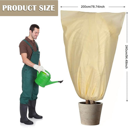 LangRay Plant Covers Freeze Protection, Winter Frost Cloths 2.8oz/yd² with Zipper and Drawstring