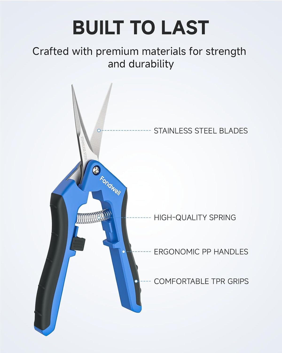 Fondwell 6.5" Gardening Scissors Trimming Shears: 2 Pack of Trimming Scissors for Buds