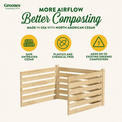 Greenes Fence Cedar Wood Composter Add-On Kit, 48" L x 48" W x 31" H / 309.17 gallons - Made in USA