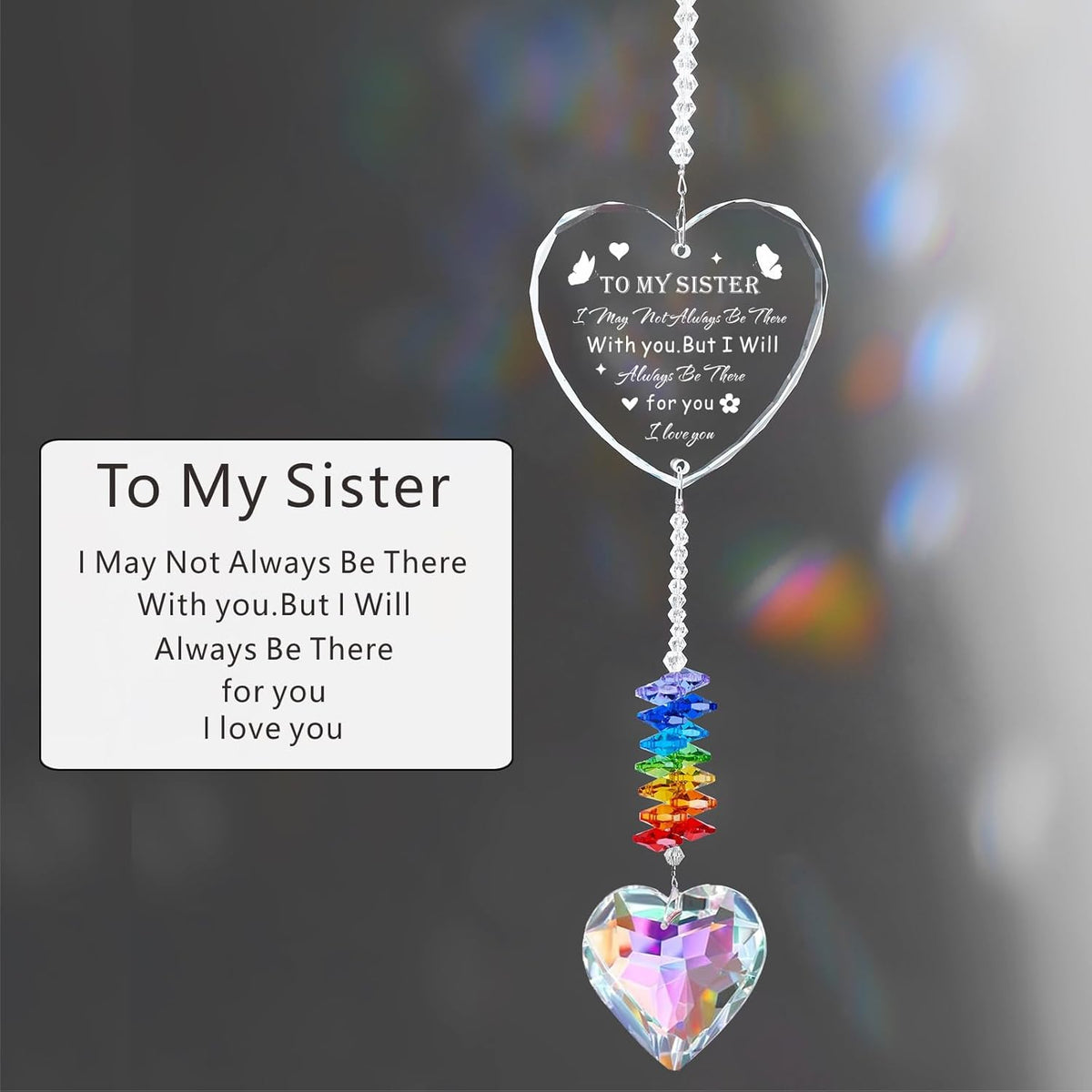 Crystal Suncatcher Gifts for Sister Birthday, Sisters Gifts from Sister, Unique Gifts for Sister