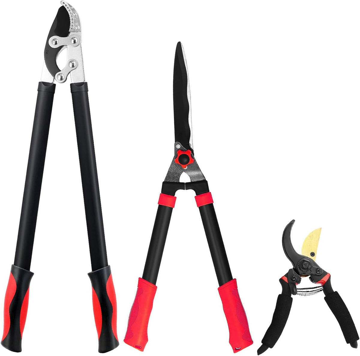 Loppers Hedge Shears & Pruners Combo Set 3-Piece Hedge Clippers, Heavy Duty Tree & Shrub Care Kit