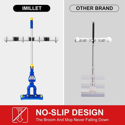 IMILLET Broom Holder Wall Mounted, Stainless Steel Broom and Mop Holder Self Adhesive Broom