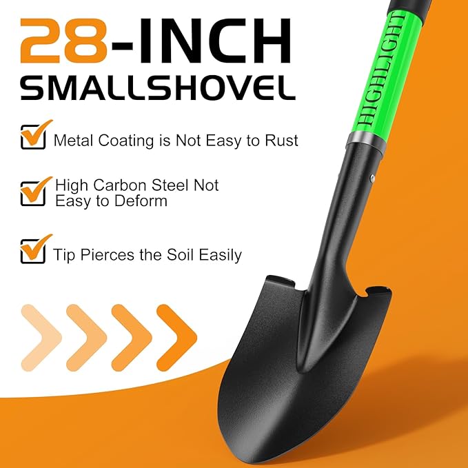 HIGHLIGHT Kids Shovel, Small Shovels for Digging, Overall Length 28 Inches, Mini D Handle