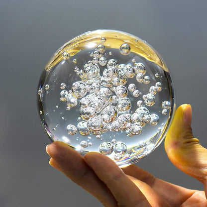 ChezMax Crystal 3 inch (80mm) Bubble Crystal Ball Paperweight Gorgeous Glass Ball for Decorative