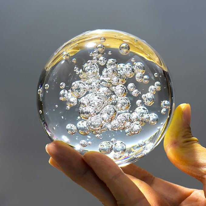 ChezMax Crystal 2 inch (50mm) Bubble Crystal Ball Paperweight Gorgeous Glass Ball for Decorative