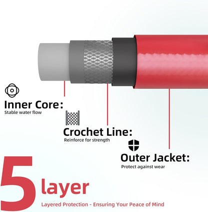 Solution4Patio Homes Lead-in Red Garden Hose 5/8 in. x 25 ft. -Kink Free, No Leaking, Male/Female