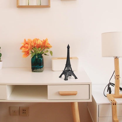 ESHATO Black Metal Eiffel Tower Statue, 10inch Decorative Figurine Replica Stand Holder for Cake