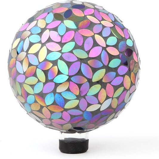 Lily's Home Colorful Mosaic Glass Gazing Ball, Designed with a Stunning Holographic Petal Mosaic