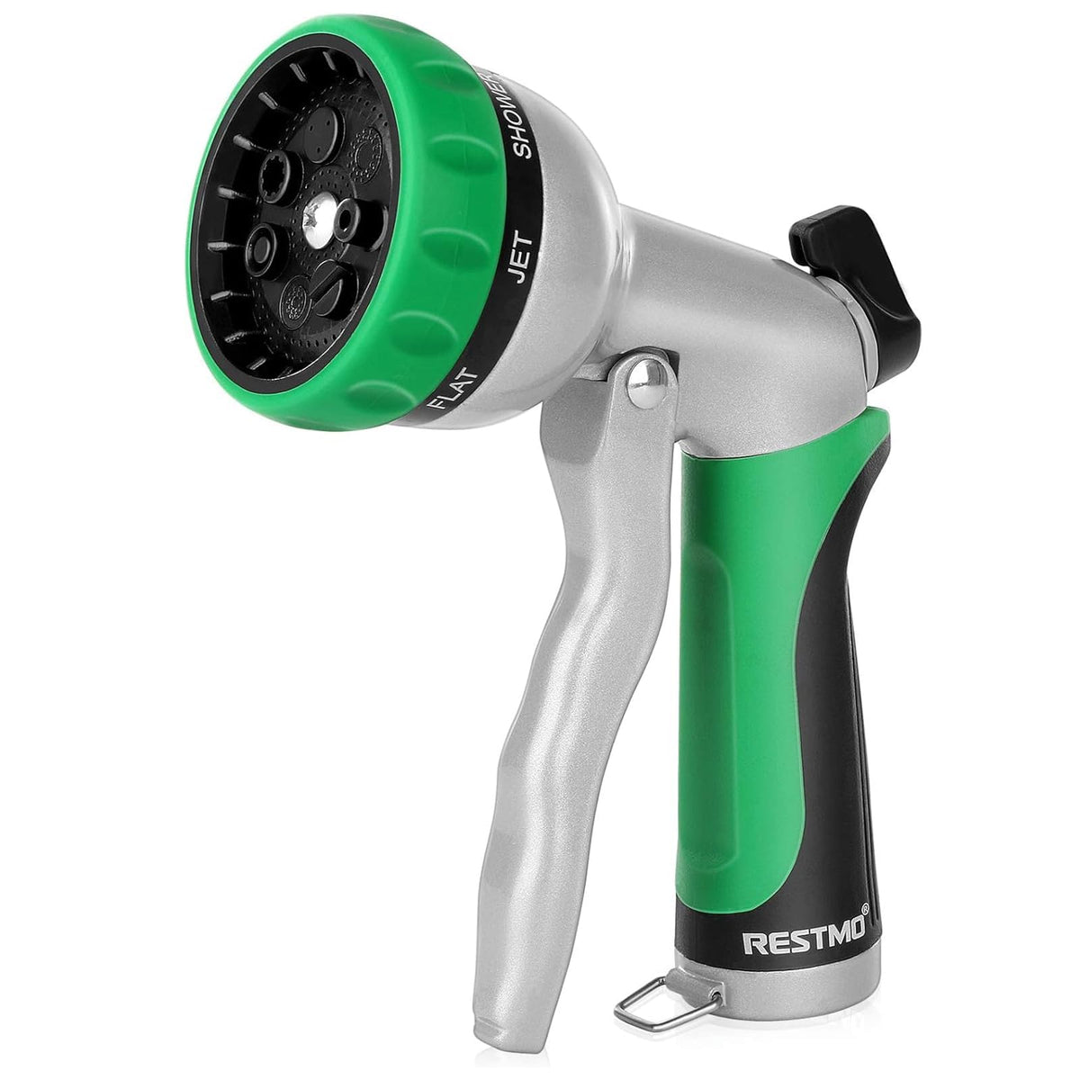 RESTMO Garden Hose Nozzle, Heavy Duty Metal Water Hose Nozzle with 7 Adjustable Spray Patterns