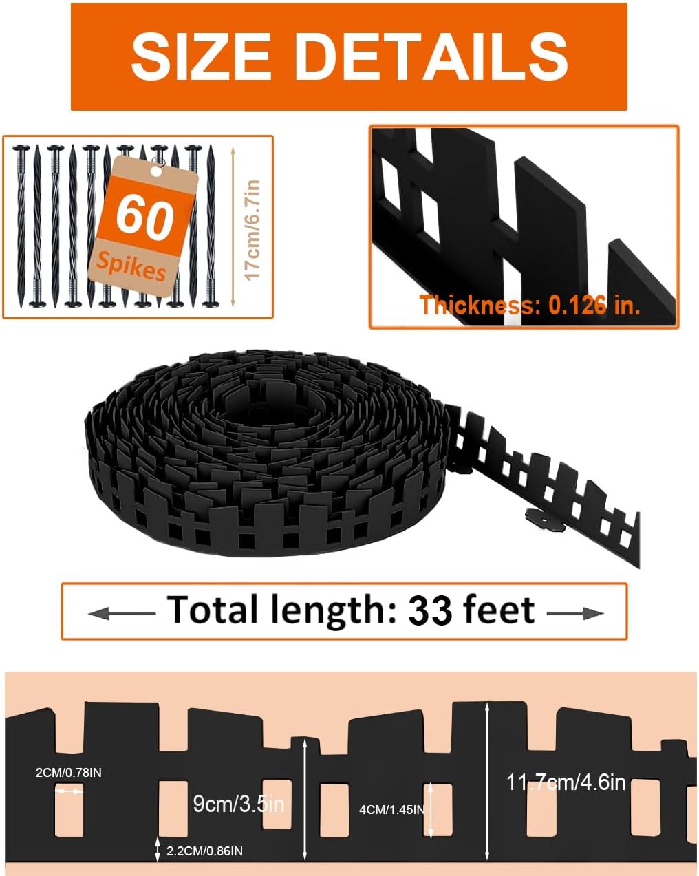 Garden Edging 33FT, Landscape Edging Borders [Extra Tall 4.6IN ] Flexible Lawn Edging Kit with