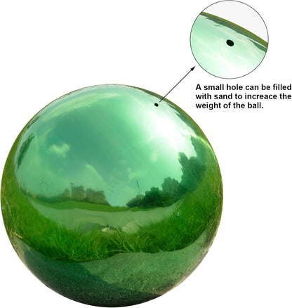 Nerien 12 Inch Gazing Ball, Stainless Steel Garden Mirror Globe, Polished Ornament Sphere, Hollow