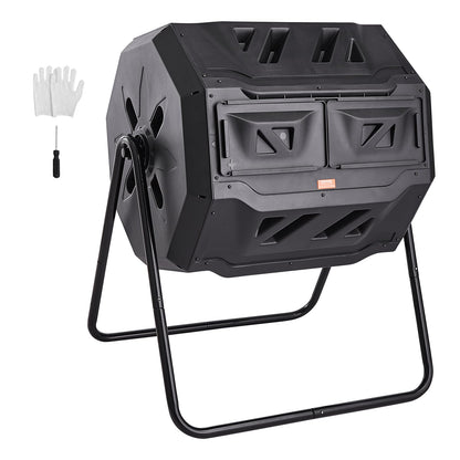 VEVOR Compost Bin, 43-Gal Dual Chamber Composting Tumbler, Large Tumbling Rotating Composter with 2