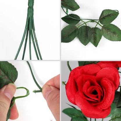 RECUTMS Hanging Flowers Artificial Hanging Rose Flower 2PCS 3.3Ft for Outdoors with 30 LED Fairy