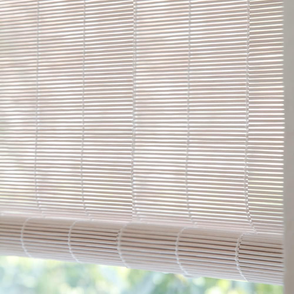 LETAU Cordless Wood Window Roller Shades, Bamboo Light Filtering Window Blinds for Outdoor Garden