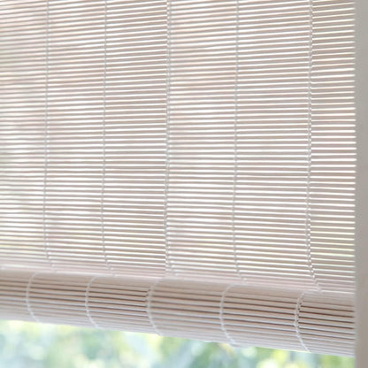 LETAU Cordless Wood Window Roller Shades, Bamboo Light Filtering Window Blinds for Outdoor Garden