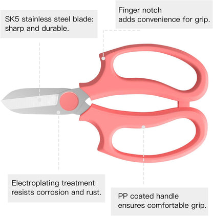 Housolution Flower Scissors, Strong Floral Shears, Premium Steel Garden Pruning Shears Floral