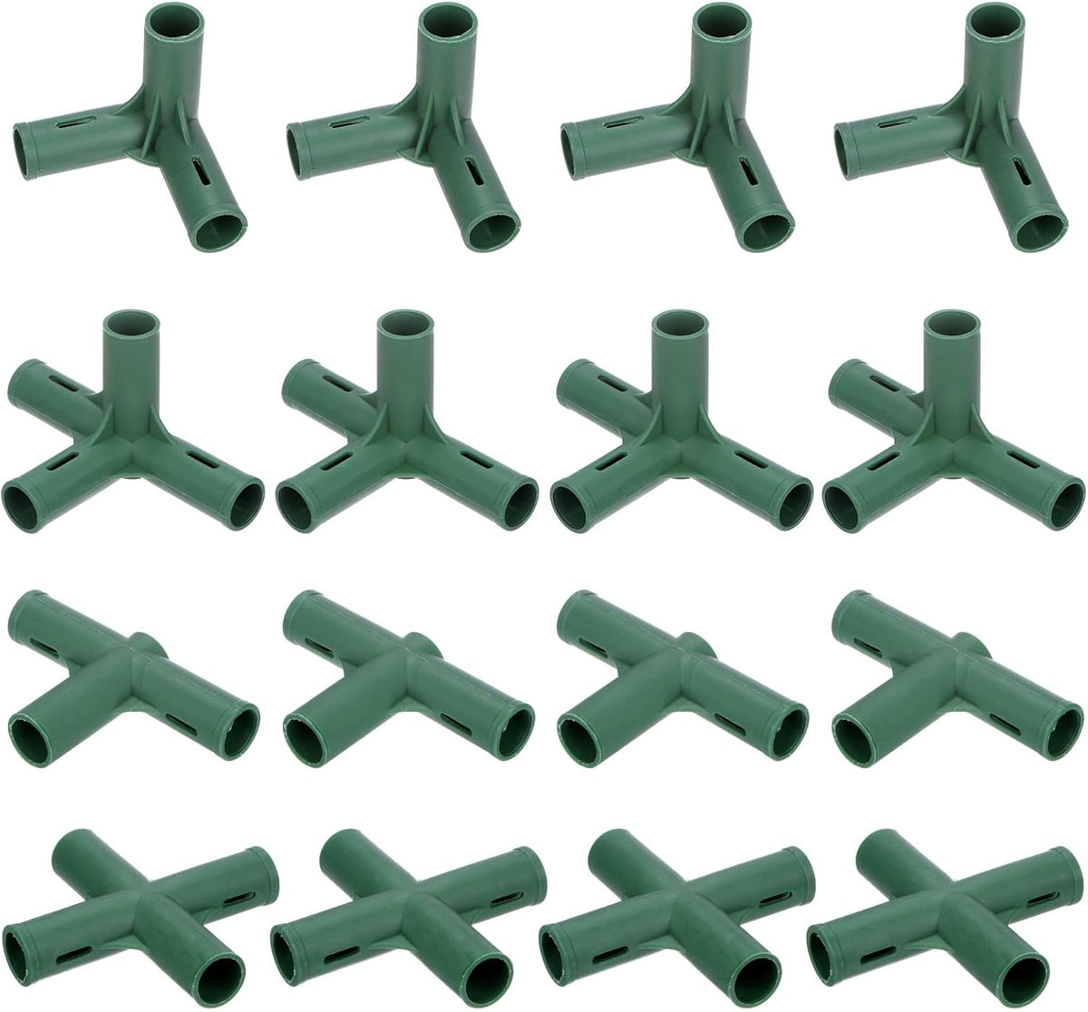 16 Pcs 19mm Greenhouse Frame Building Connectors, 4 Types Pipe Fitting for Grape Trellis/Sunscreen