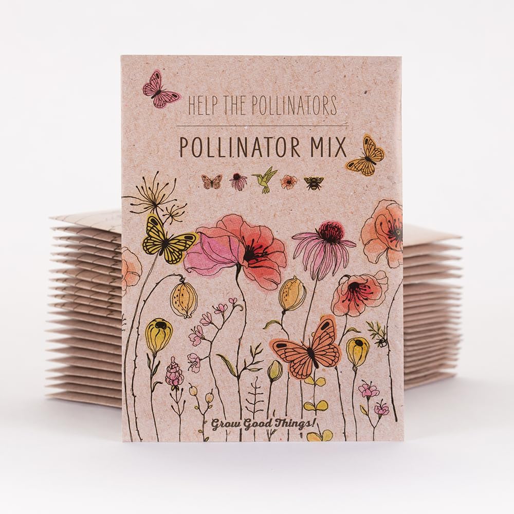 Bentley Pollinator Mix - Pre-Filled, Non-GMO, Non-Coated Butterfly Packets - 25 Annual Wildflower