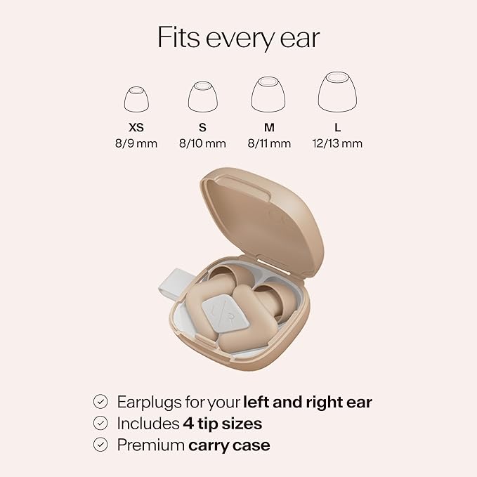 Alpine Silence Earplugs for Sleep, Focus & Travel - V-Shape Snug Fit & Soft Oval Tips – 4 Sizes