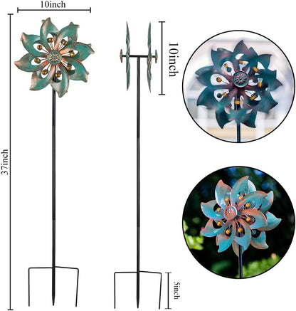 DREAMYSOUL Outdoor Wind Spinner 37 Inch, Metal Garden Wind Sculpture Bronze Wind Spinners for Patio