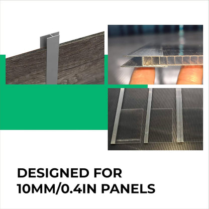 Aluminum H Connectors - Fits 4mm, 6mm, 8mm, or 10mm Twin-Wall Greenhouse Panels, Join 2 Pieces of